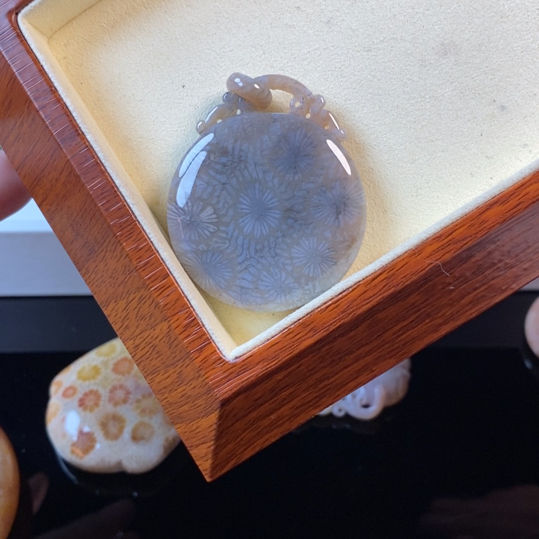 硅化珊瑚（珊瑚玉）未镶嵌颈饰漏300