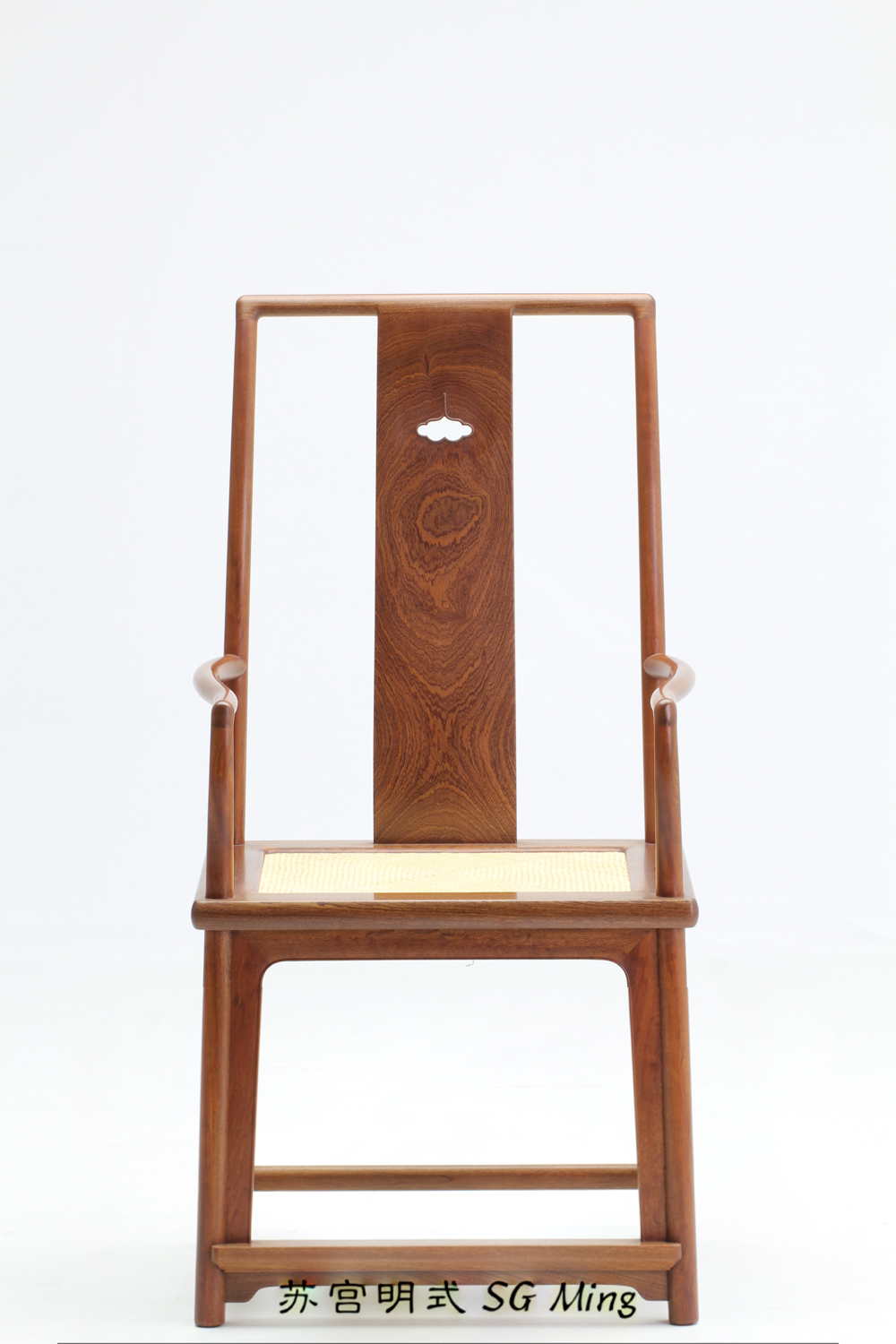 云纹镂空高靠背南官帽椅茶椅家用简约书椅禅意新中式