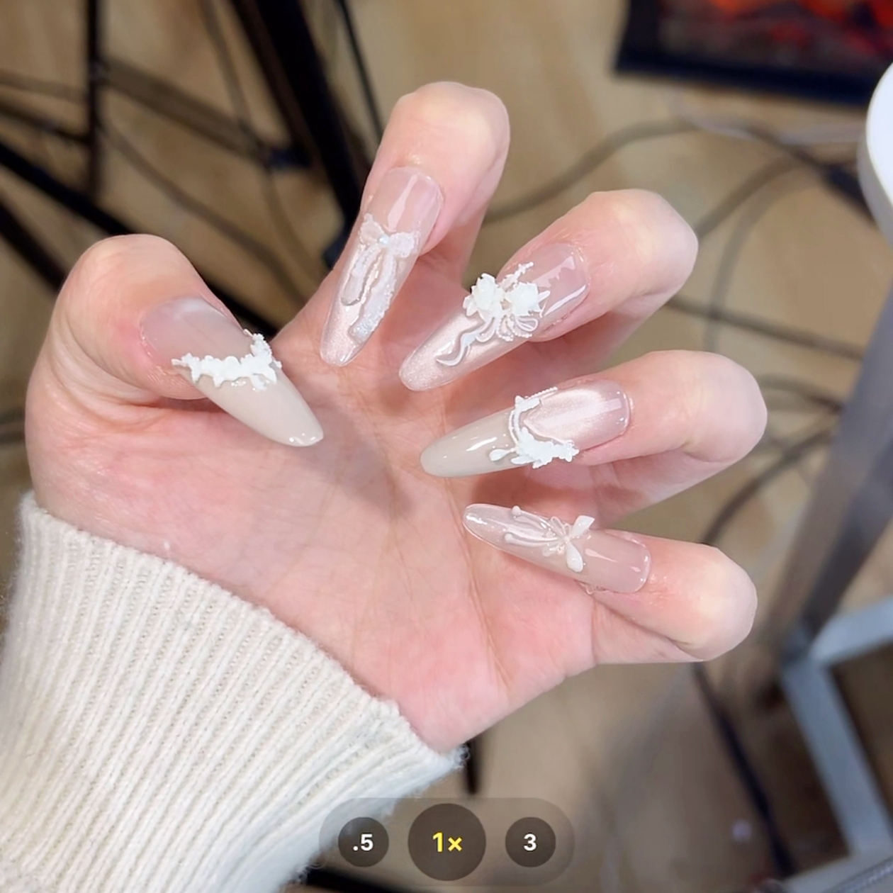 玫瑰小屋-白/纯手工法式猫眼全模具穿戴甲清新纯欲高级感美甲