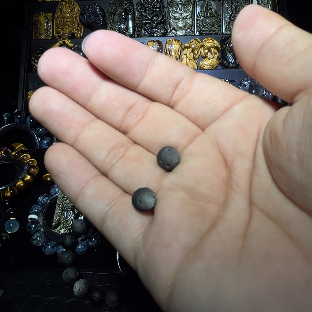 未镶嵌黑曜岩手链养****鼠天然银曜石星球9m散珠2颗