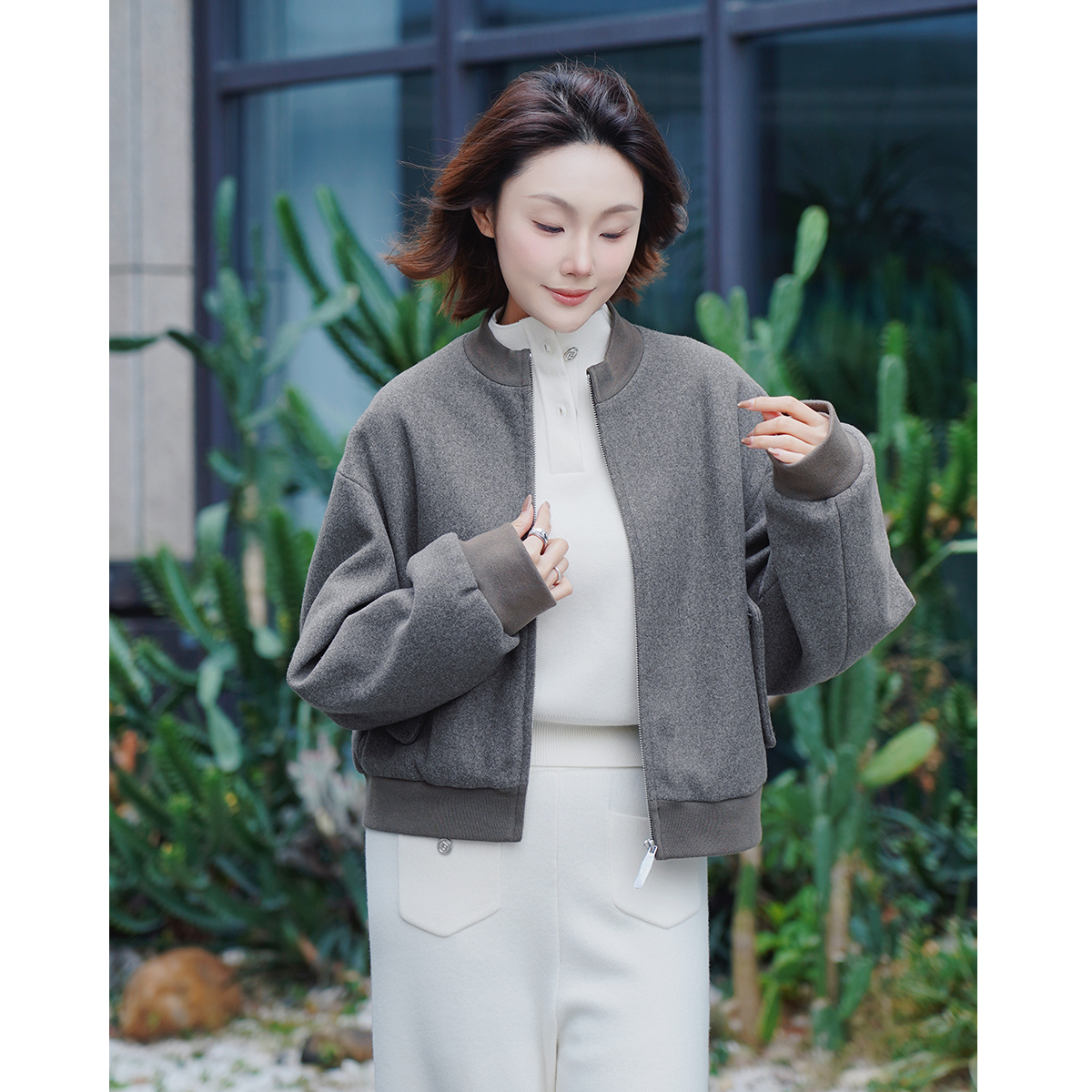 ‘布鲁森夹克’圆领拉链日常穿搭简约外套LSS241409K
