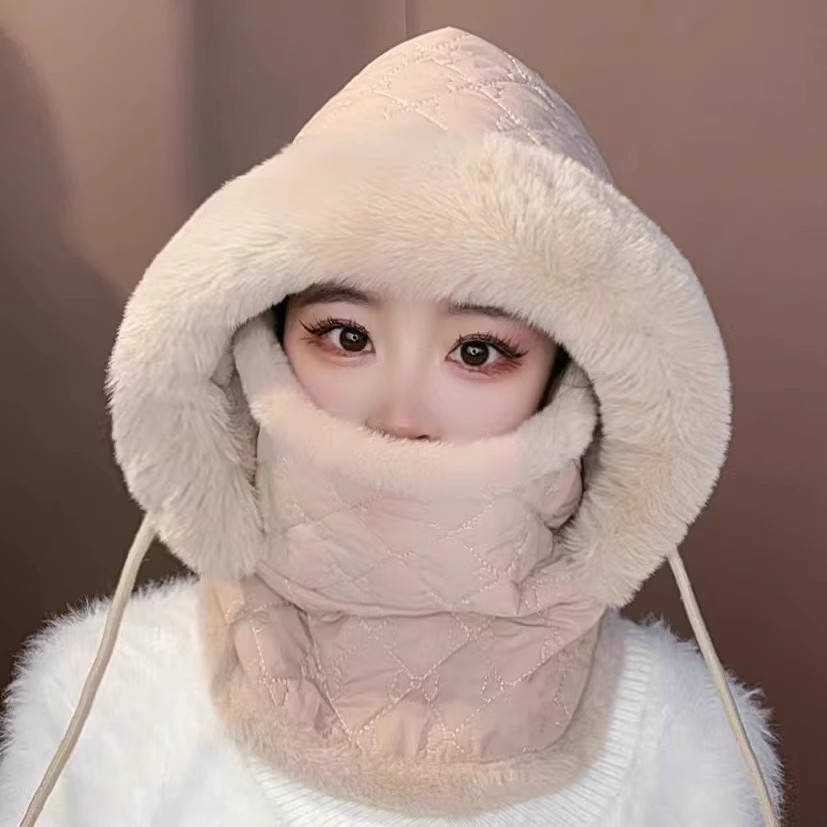 加绒冬天雷锋帽男女款加厚骑行帽子围巾一体防风护耳保暖防寒面罩