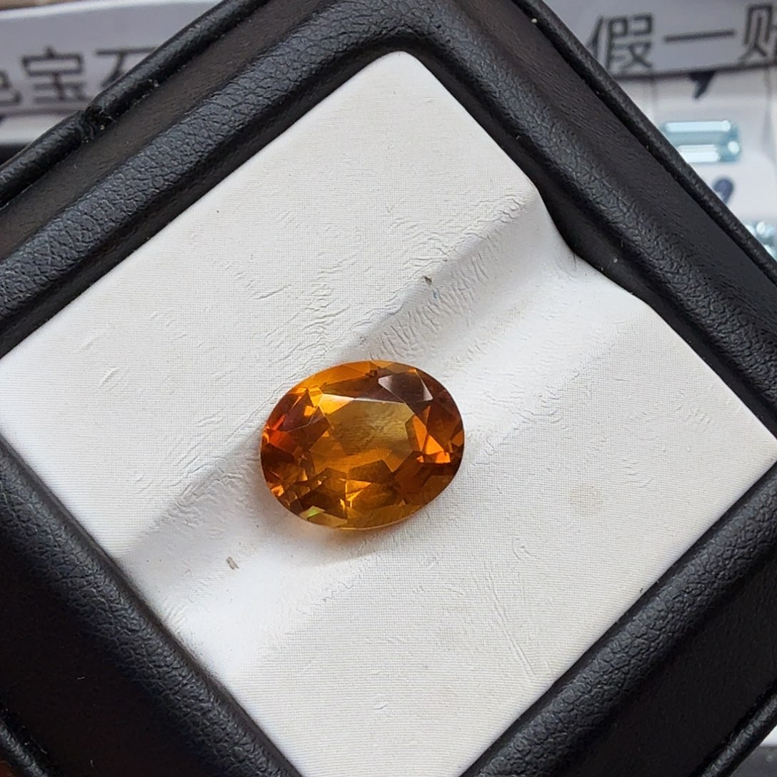 黄晶未镶嵌珠宝半成品抢购福利10×12毫米精切工满火彩暴力黄