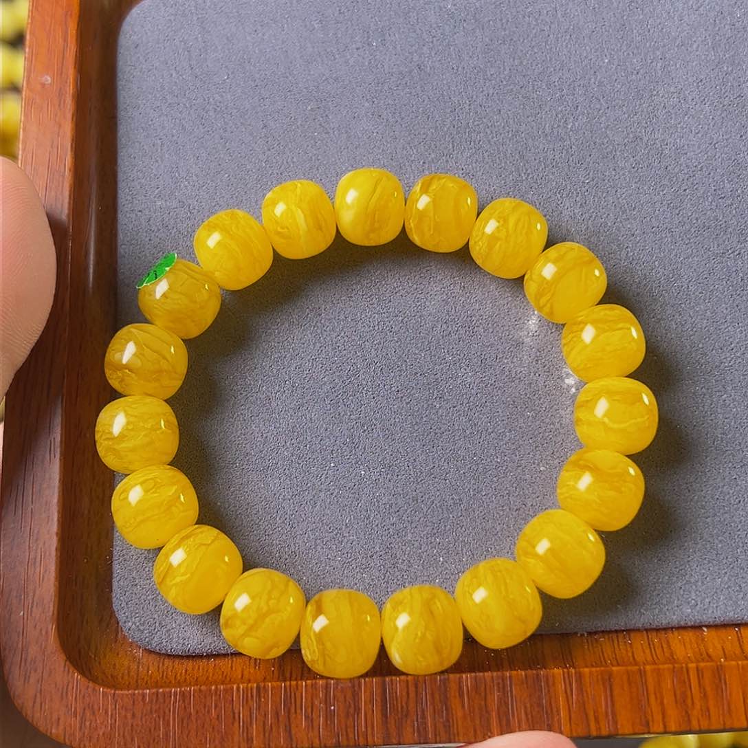 琥珀手链未镶嵌涛**旧11 m焦皮老型虎皮纹