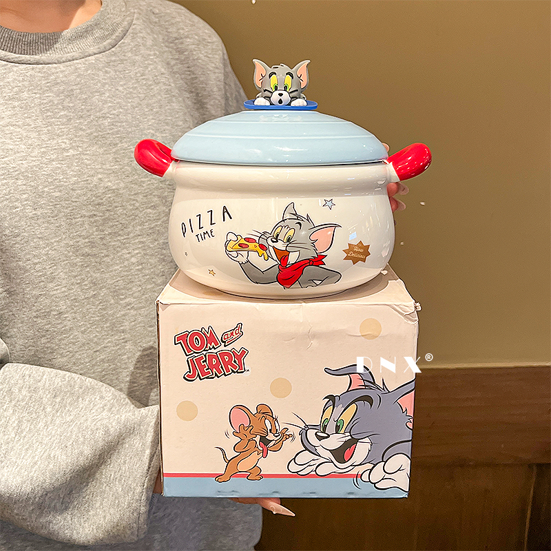 猫和老鼠联名陶瓷碗带盖2025新款女高颜值泡面碗宿舍专用生日礼物