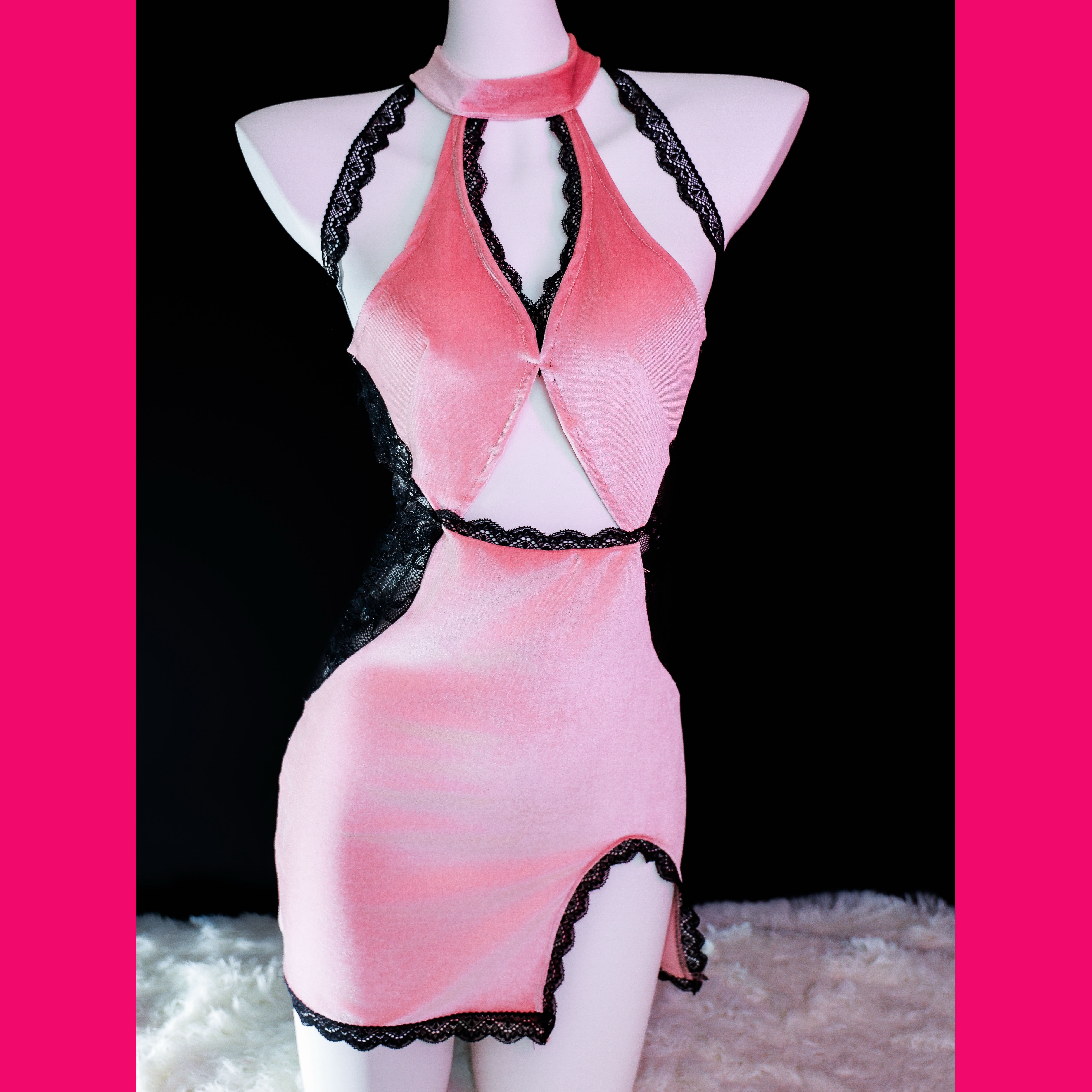 「野荷梦露」性感显瘦蕾丝镂空修身包臀开衩露背纯欲风旗袍薄款