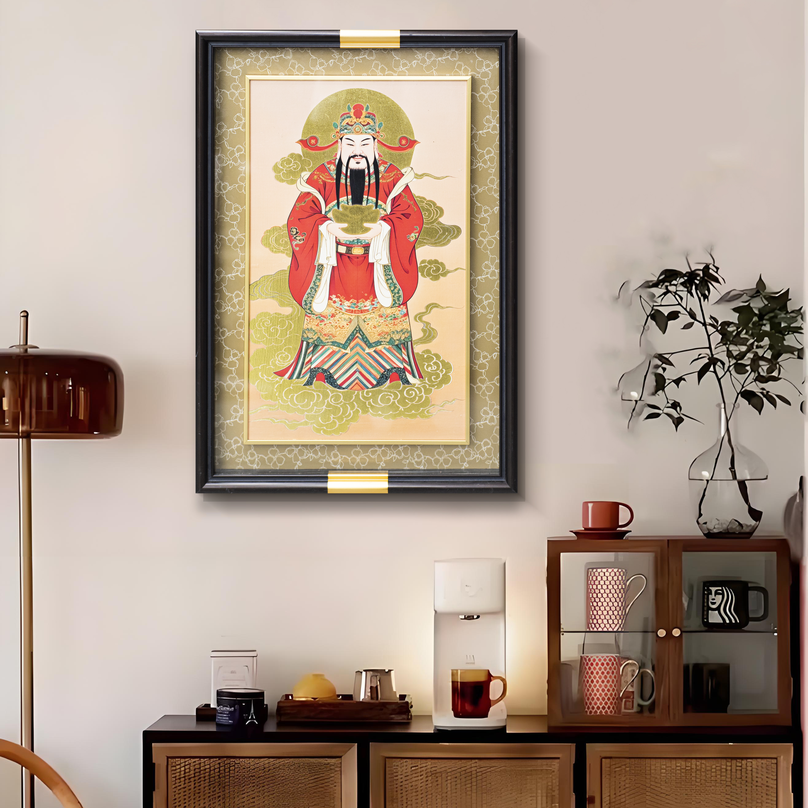 非遗财神相框客厅卧室装饰摆画财神4363