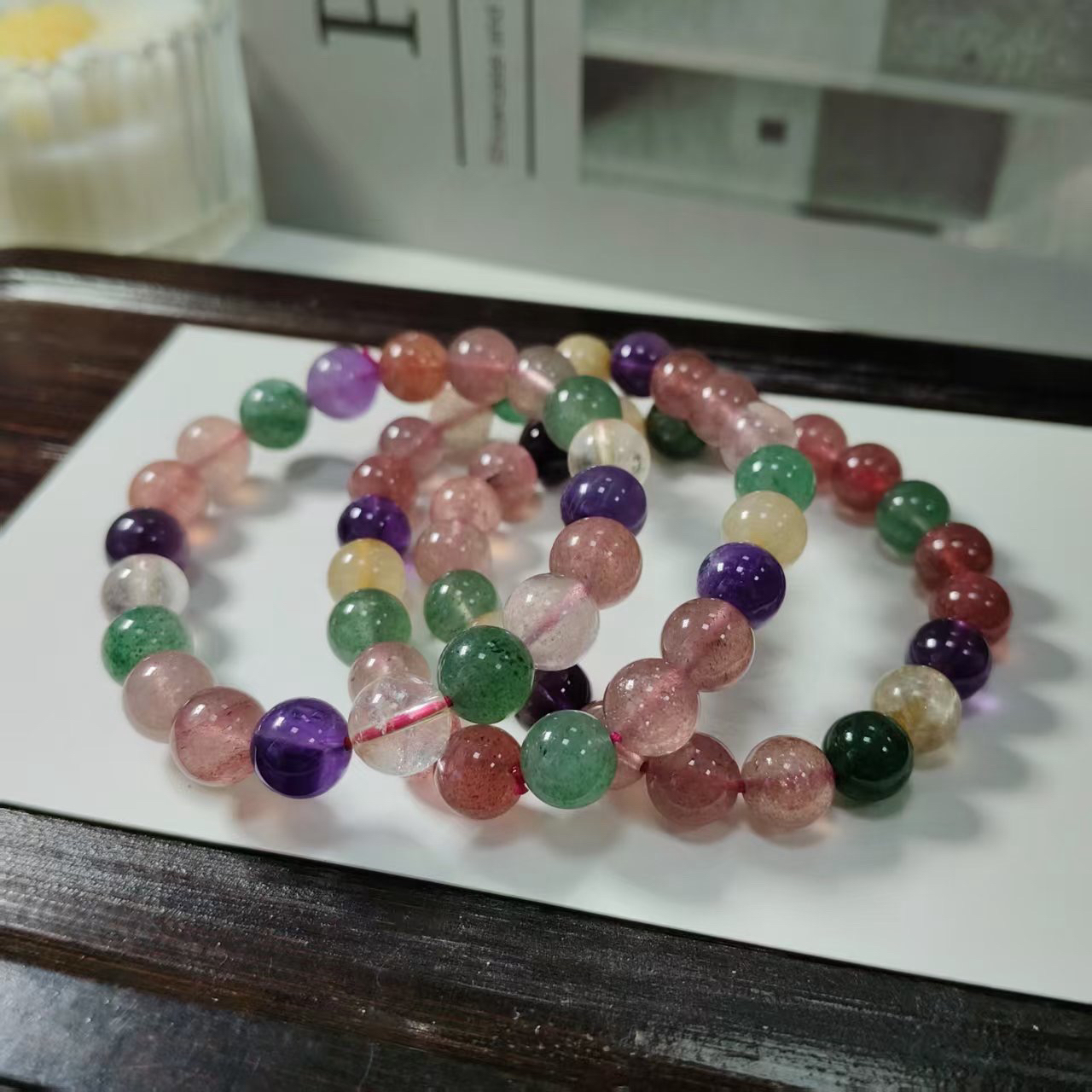 【书记甄选】五彩草莓晶单圈手链 多样性发一件 约9mm 6529CK