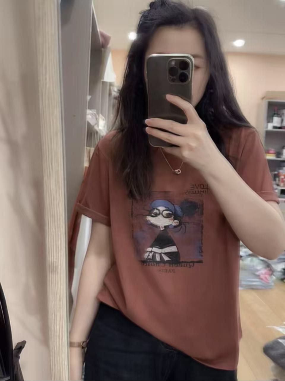 七言家巨好看！眼镜女孩雪花棉柔软印花短袖