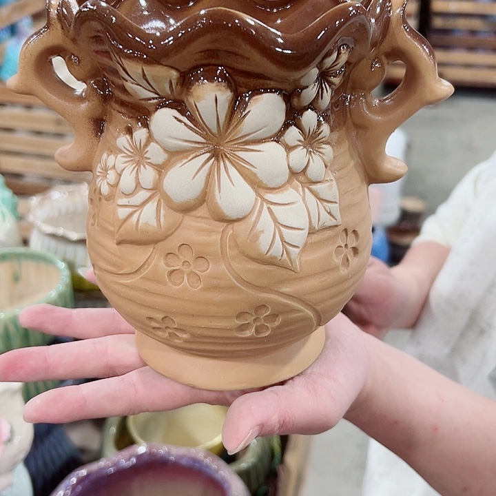 有孔.凑满10元发货多肉陶瓷花盆！