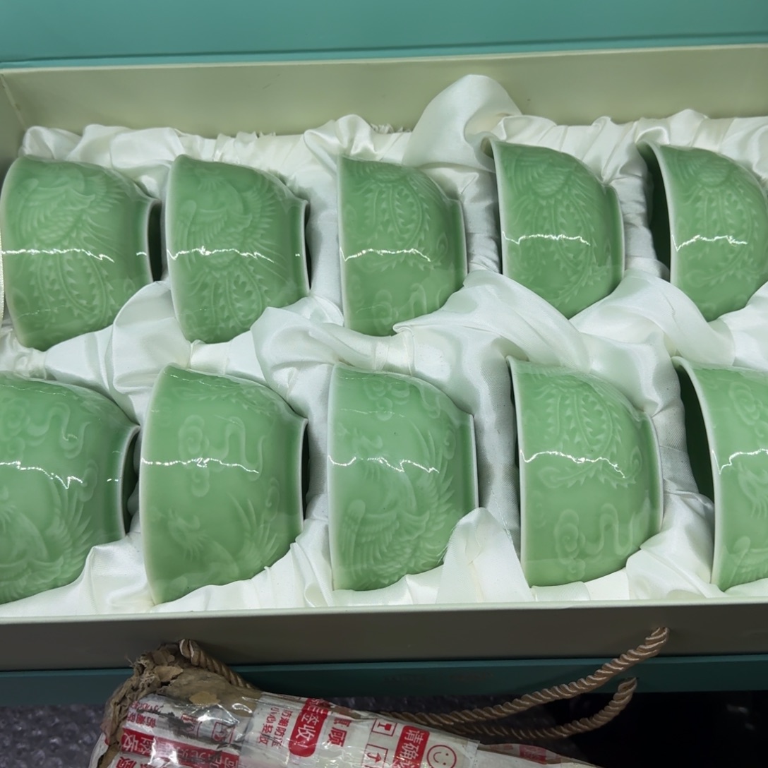 龙泉青瓷茶具微瑕9185凤