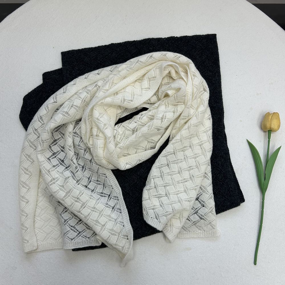 100%山羊绒【长210宽40】 不扎软糯 保暖镂空文艺围脖围巾围脖