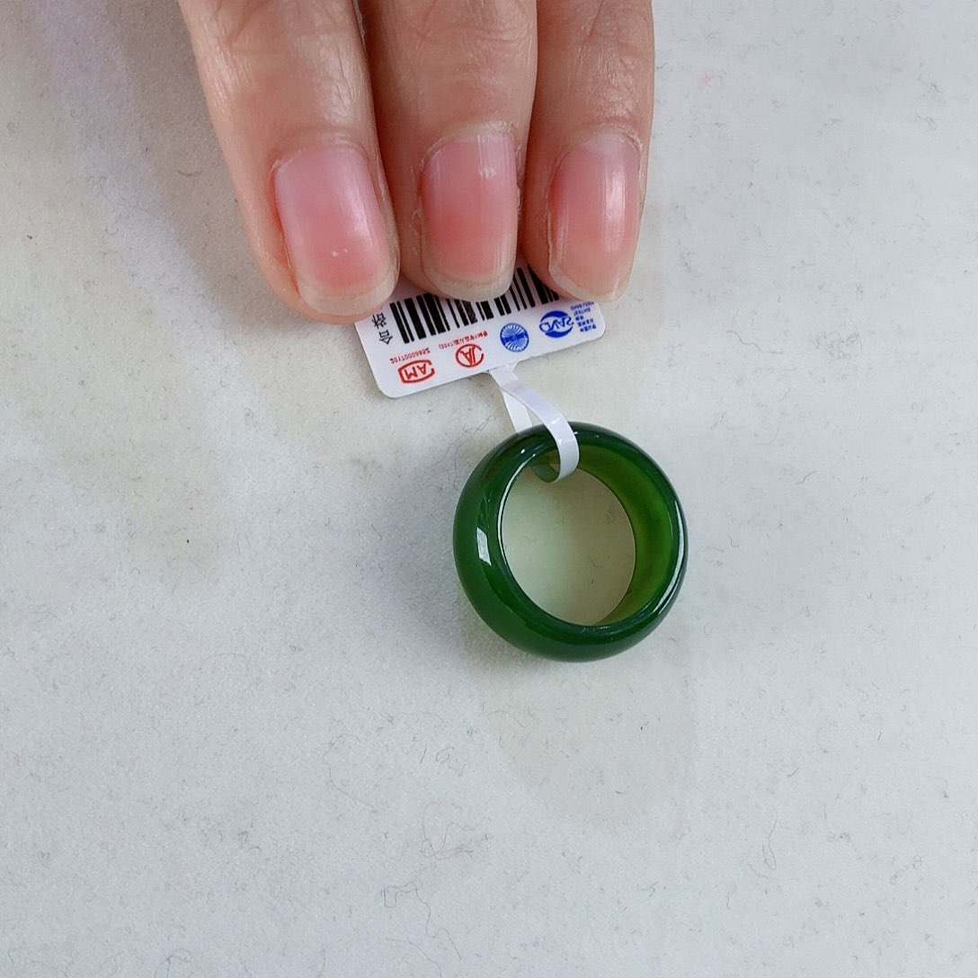 和田玉（碧玉）戒指未镶嵌不****i