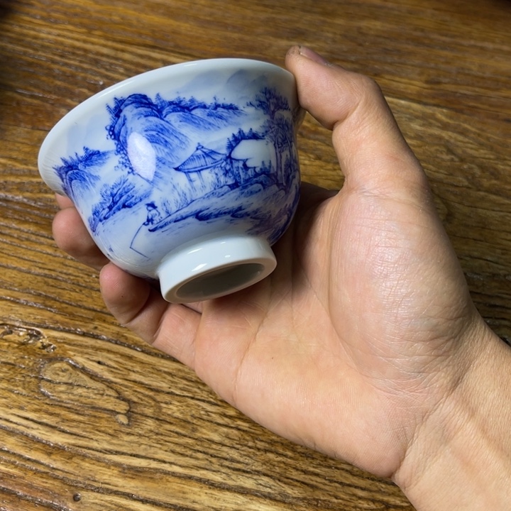 土****粉景德镇陶瓷青花主人杯