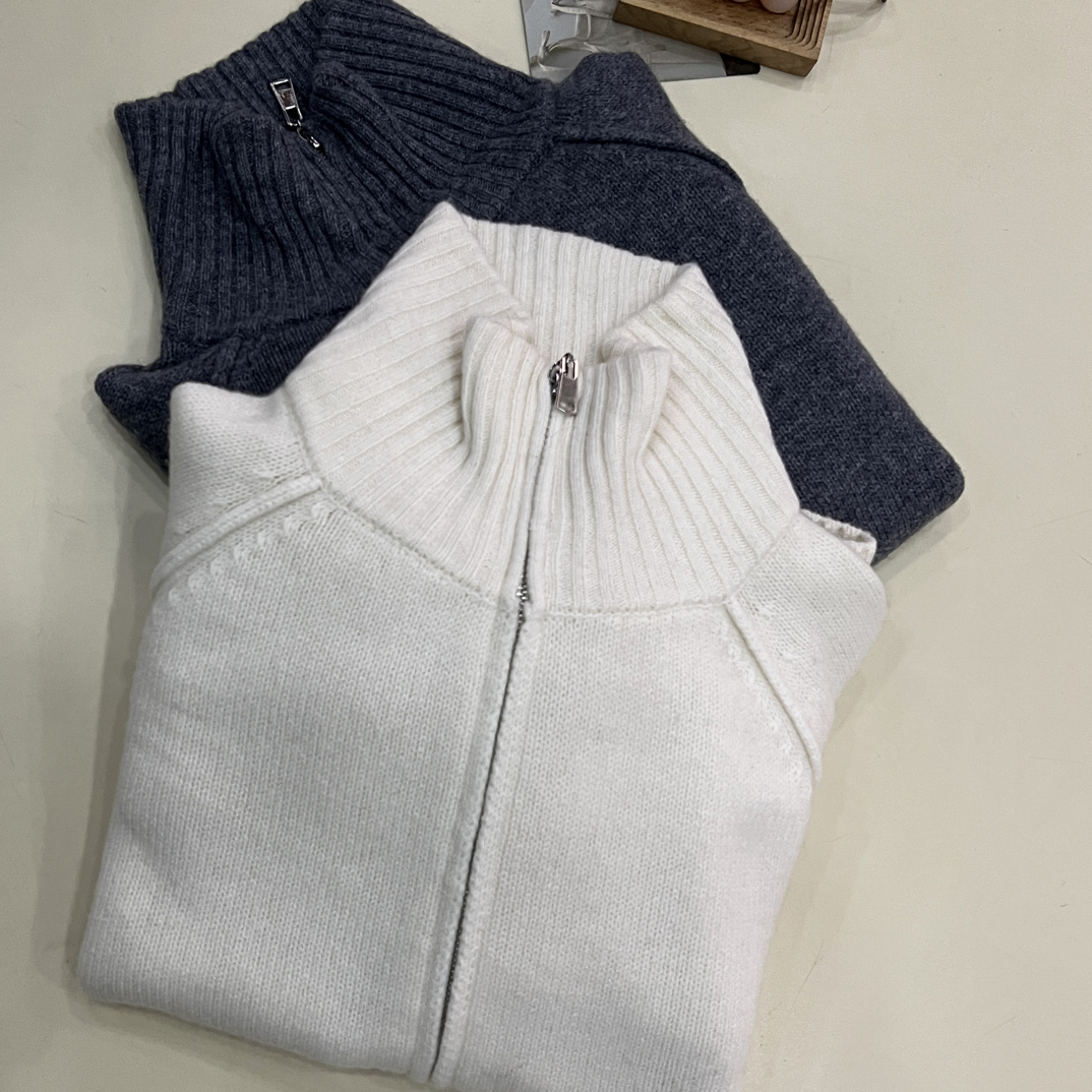 绒品 韩系小立领拉链加厚开衫针织衫