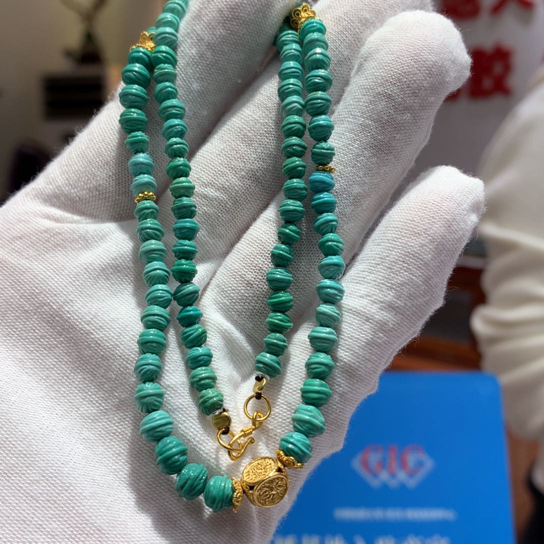 绿松石长链银S925镶嵌