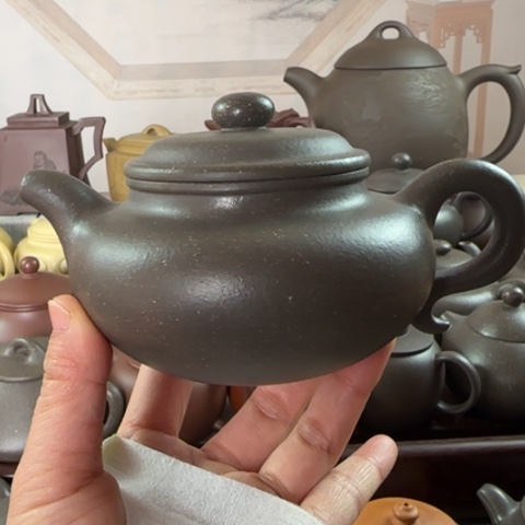 紫砂茶壶梨皮天青泥250cc
