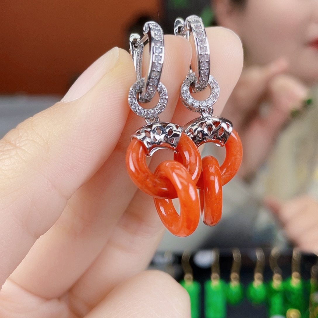 翡翠未镶嵌耳饰饰品