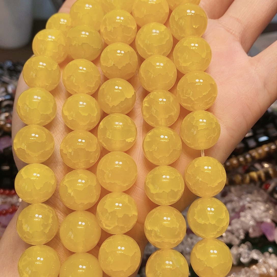 玛瑙/玉髓散珠天然A货龙鳞黄玛瑙14mm一条