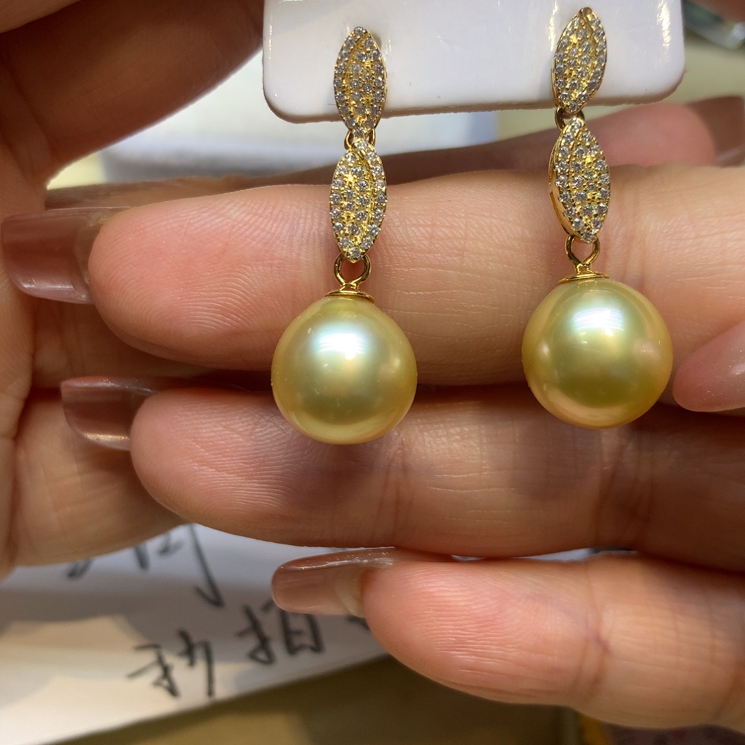 银S925镶嵌耳饰海水珍珠