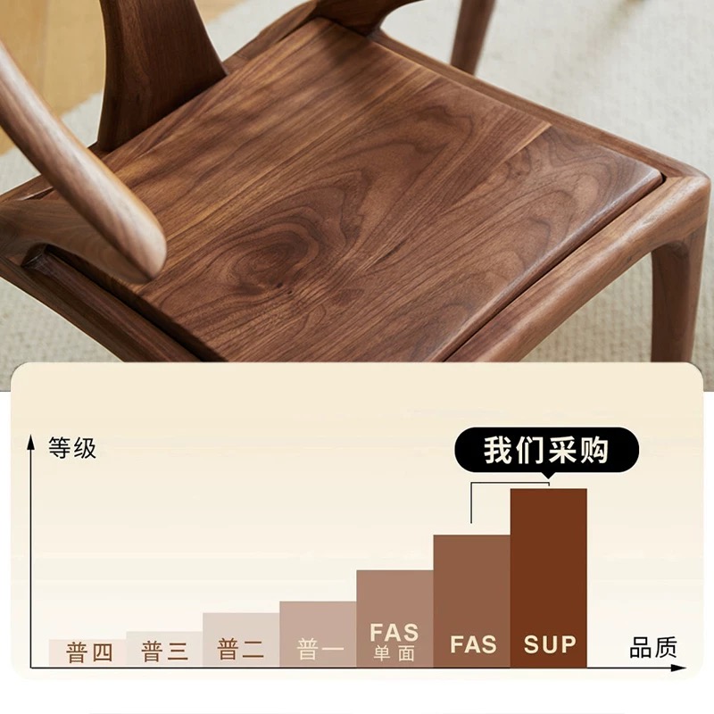 北美黑胡桃木餐椅书椅全实木办公椅简约靠背椅茶桌椅休闲椅凳子