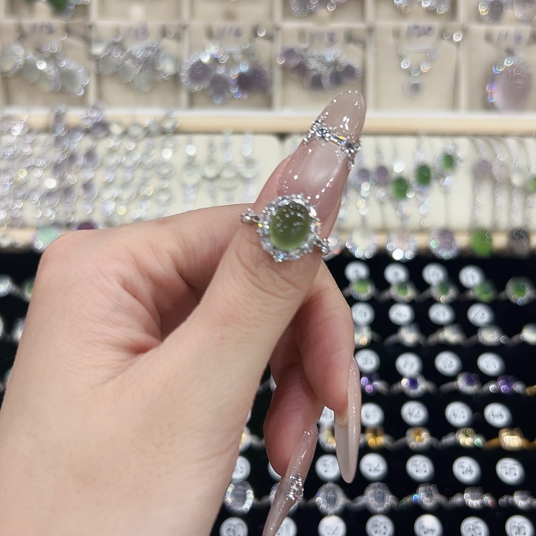 希****岫玉银S925镶嵌戒指