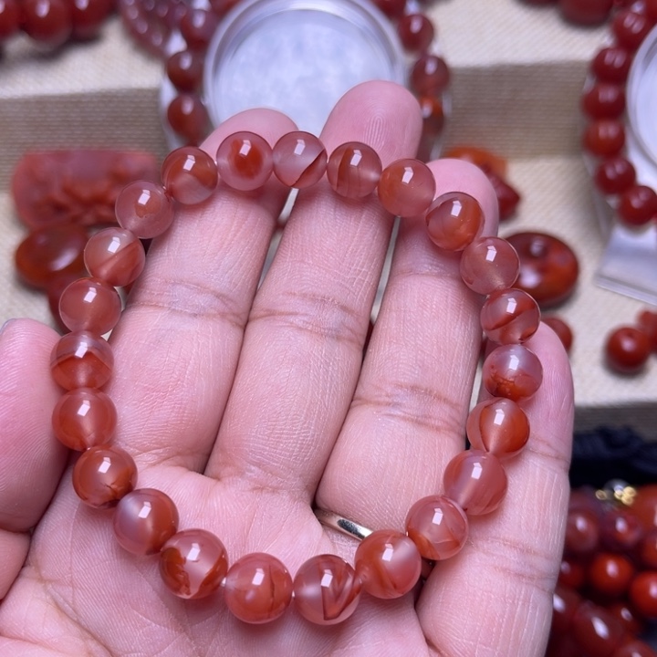 南红玛瑙未镶嵌手链8 +冰飘花