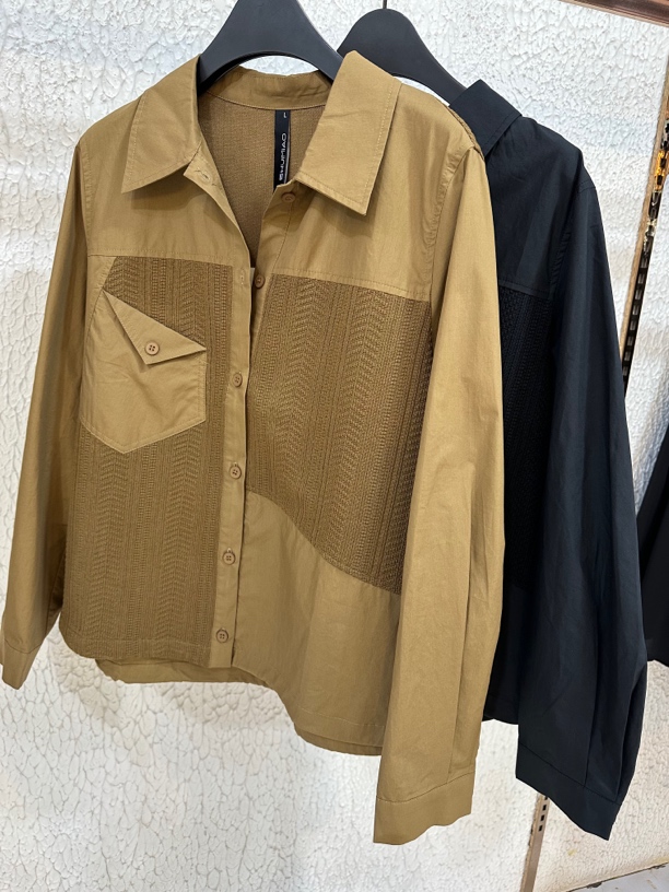 25水淼秋款1172针织拼接衬衫