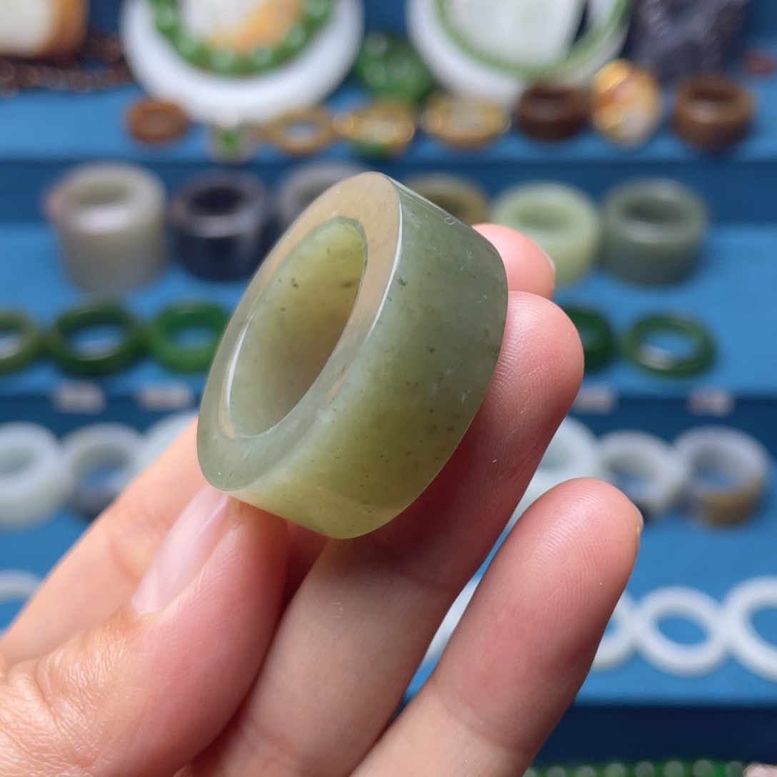 和田玉扳指银S925镶嵌