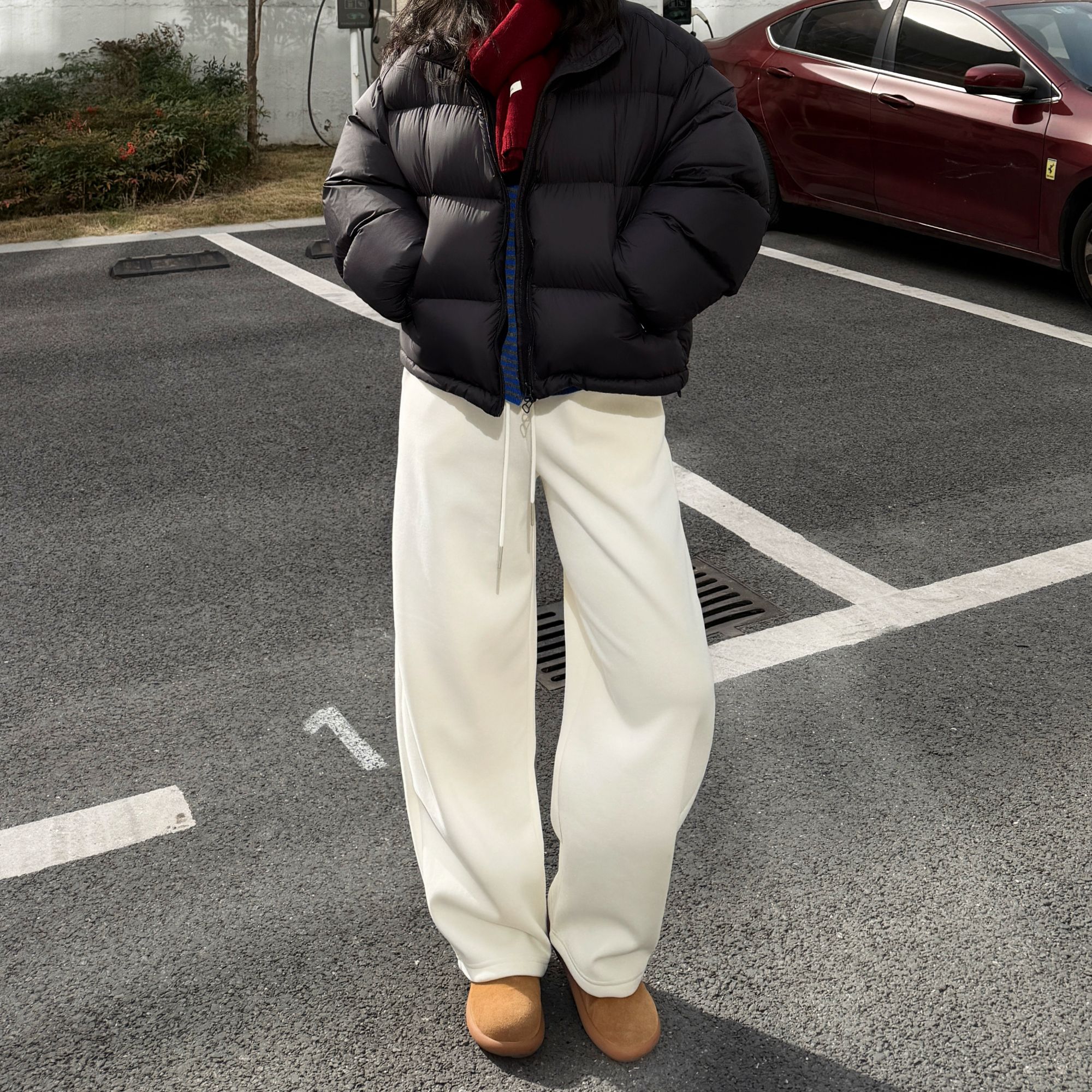 2025新款休闲百搭宽松显瘦时尚小气球加绒针织卫裤-M25401336