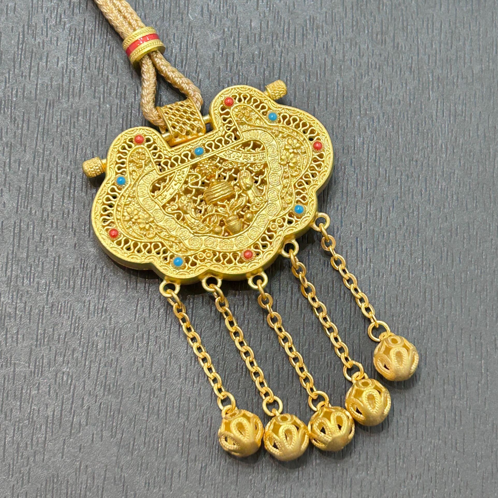 吊坠足银 【店长专享】足银天子门生流苏吊坠YDZ998