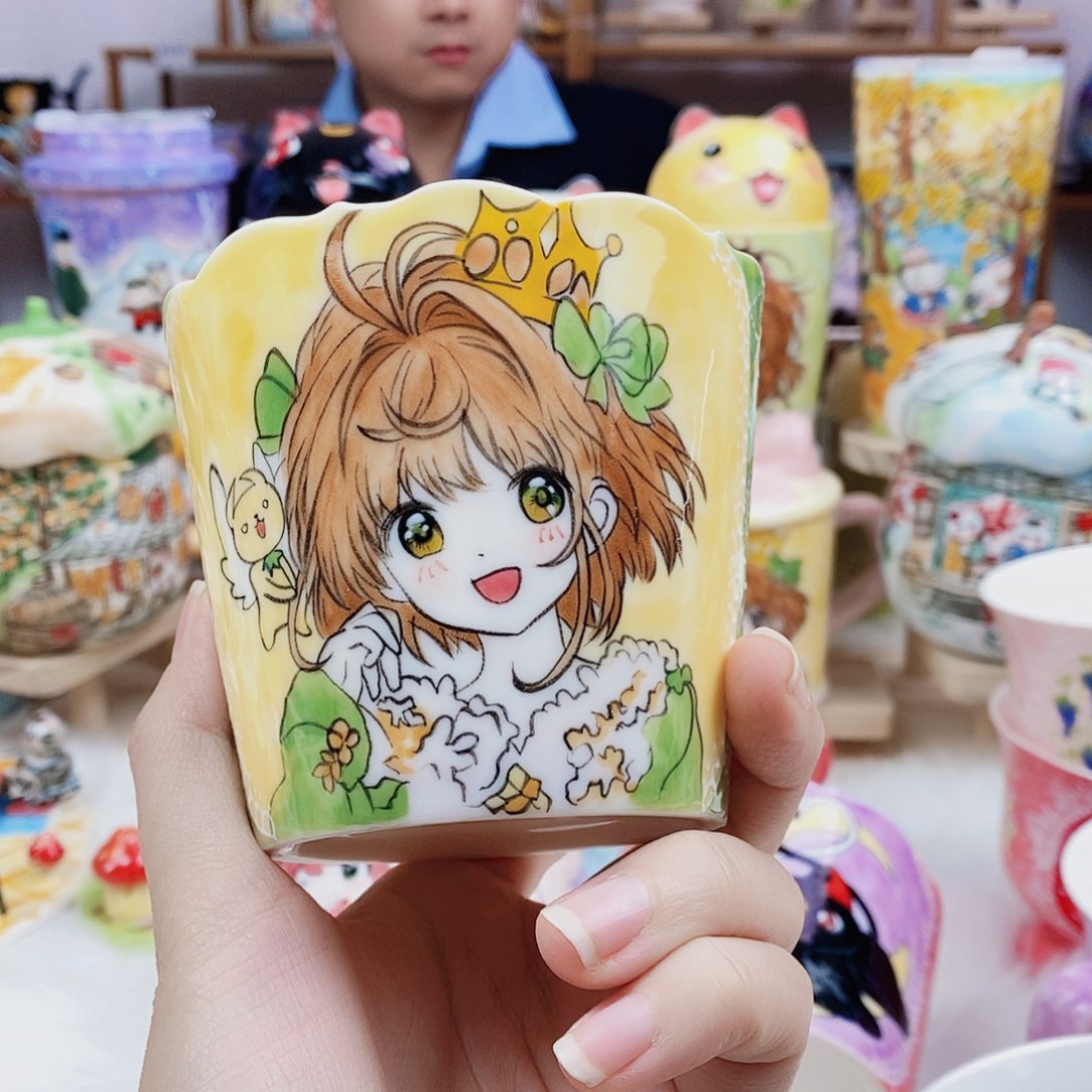 娜***窝瓷片董董文创手绘陶瓷