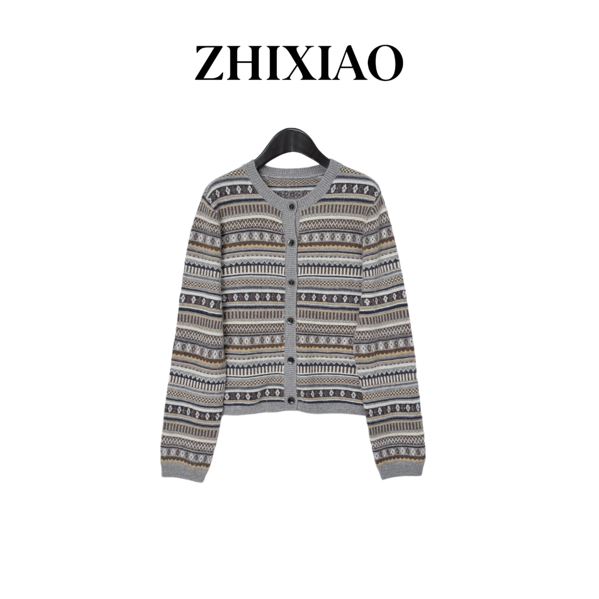 【ZHIXIAO】秋冬新款：花色提花毛衣开衫TR1136