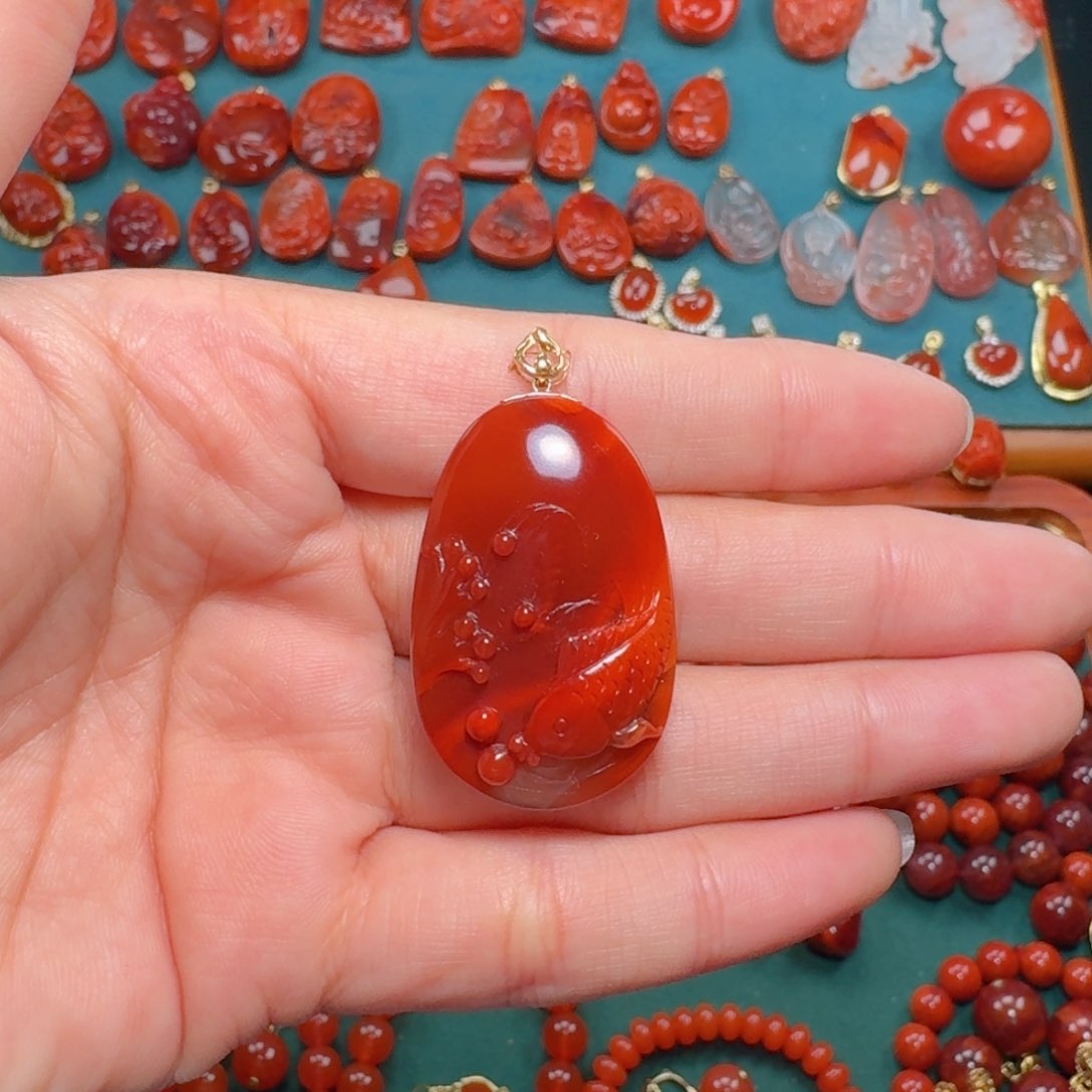 南红玛瑙南红18K金镶嵌