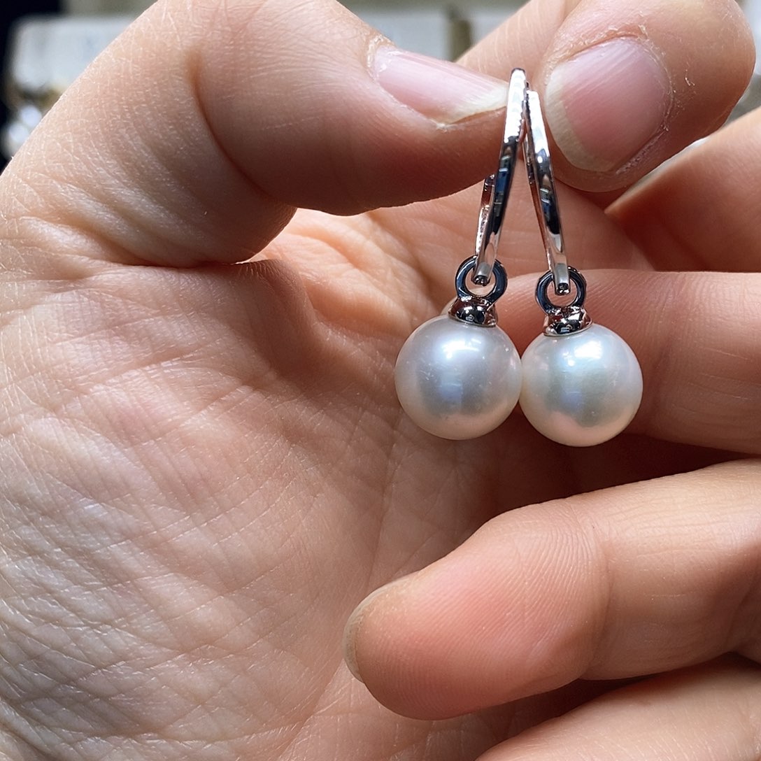 淡水珍珠耳饰银S925镶嵌