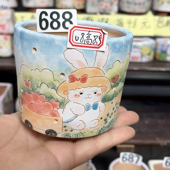 红陶手工制作多肉花盆