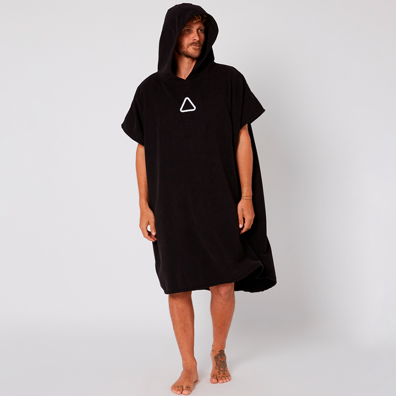 A115小众潮货！出北美！毛巾刺绣男女宽松连帽短袖中长沙滩浴袍