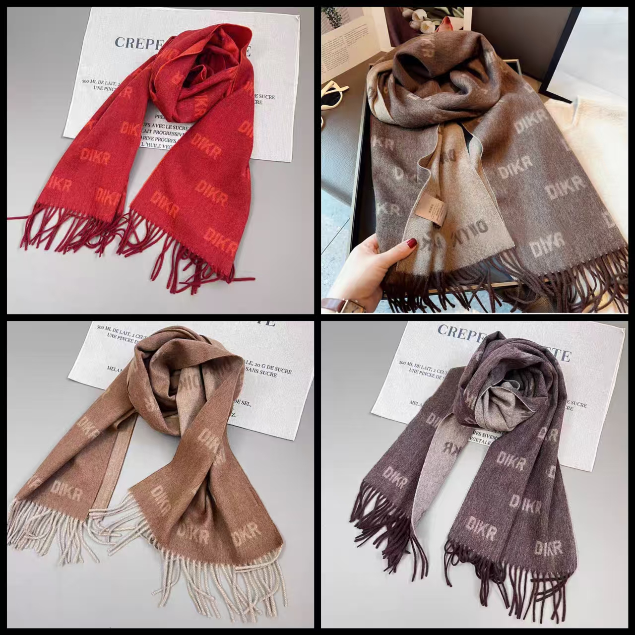 澳洲羊毛围巾时尚流苏字母2025年秋冬新款180*35女士围巾百搭合集