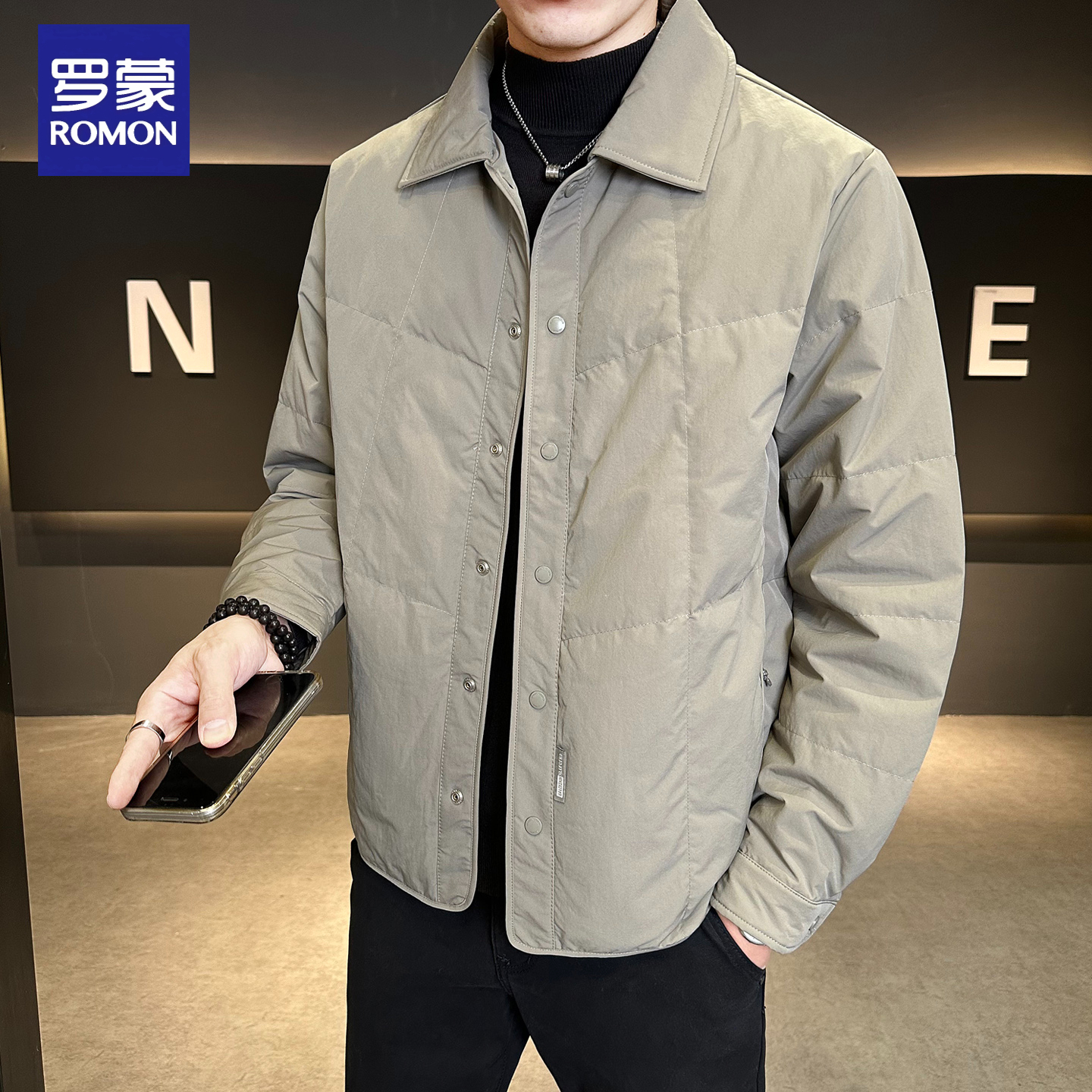 罗蒙2025新款爆款轻薄羽绒服男冬季加厚翻领短款轻奢高级感男装