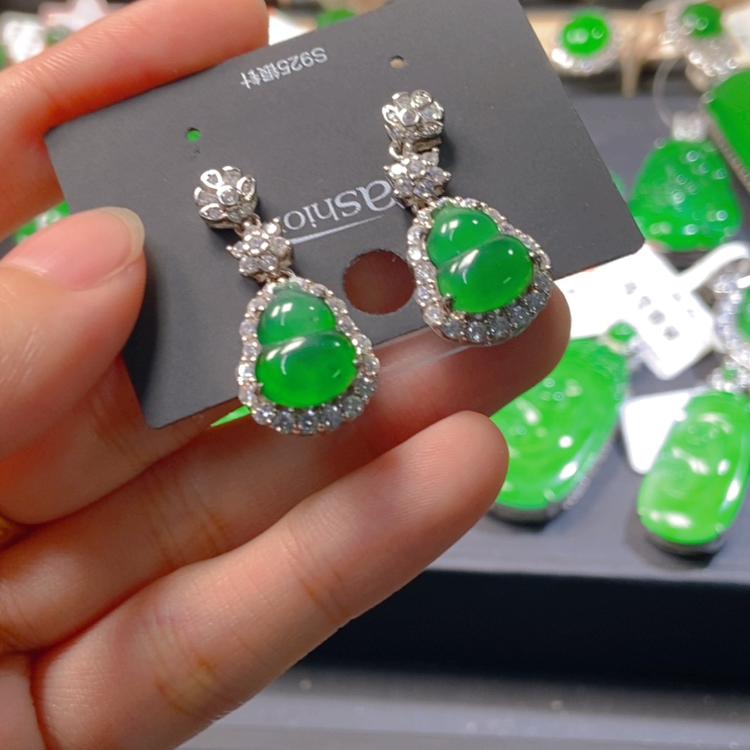 吊坠(不含链)银S925镶嵌翡翠