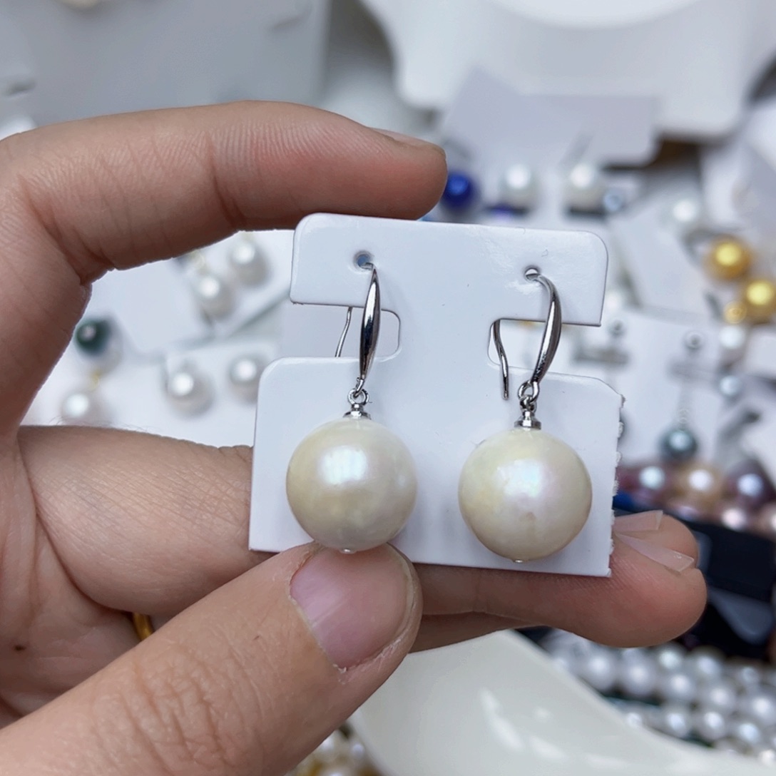 淡水珍珠耳饰银S925镶嵌