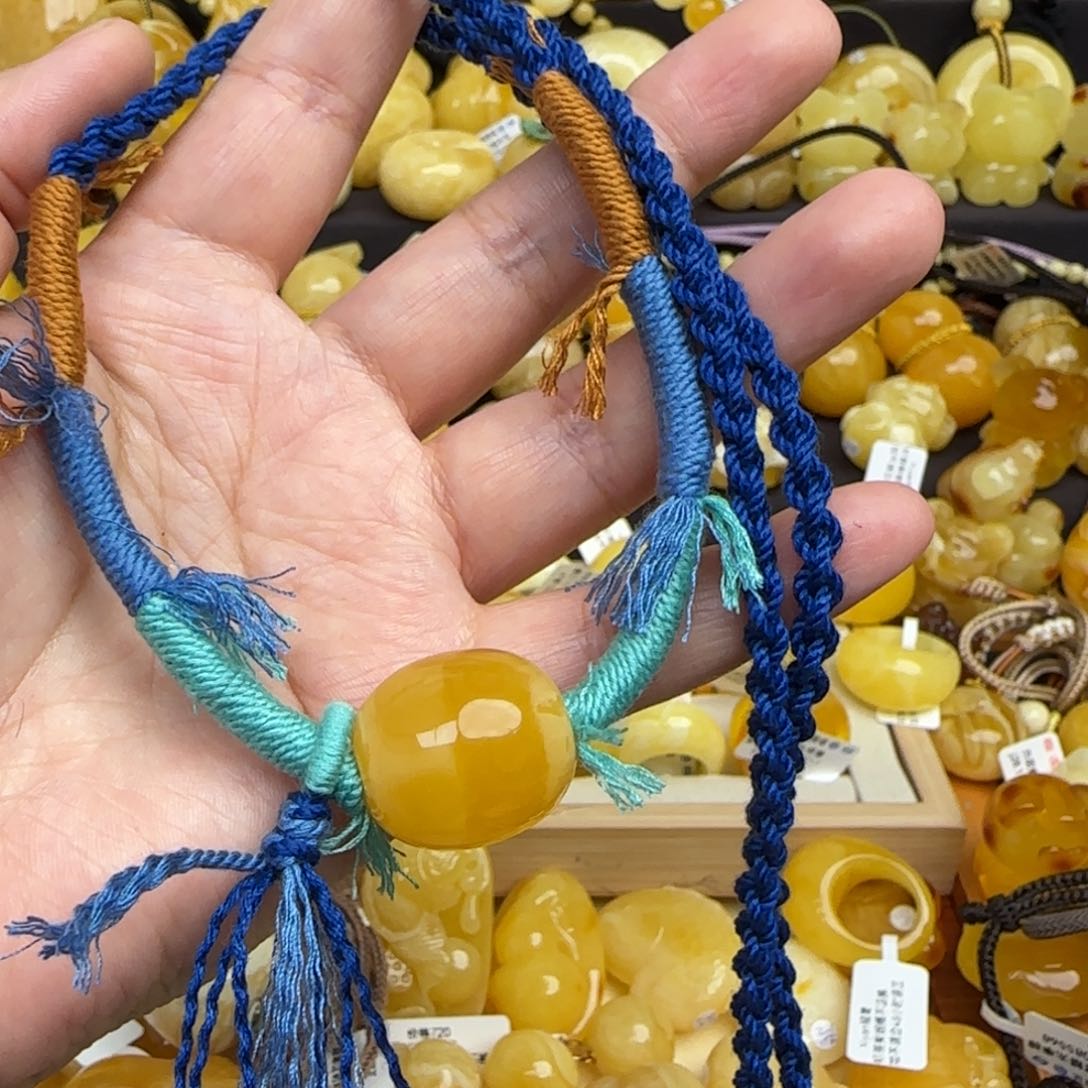 琥珀套链未镶嵌天然焦皮料蜜蜡枣珠锁骨链