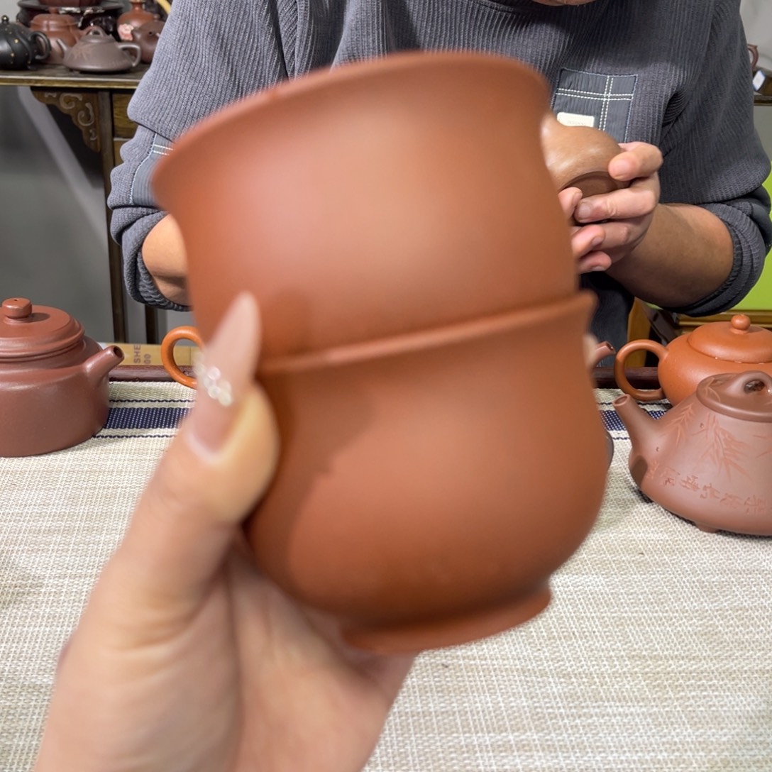 紫砂茶杯宜兴原矿紫砂精品手工