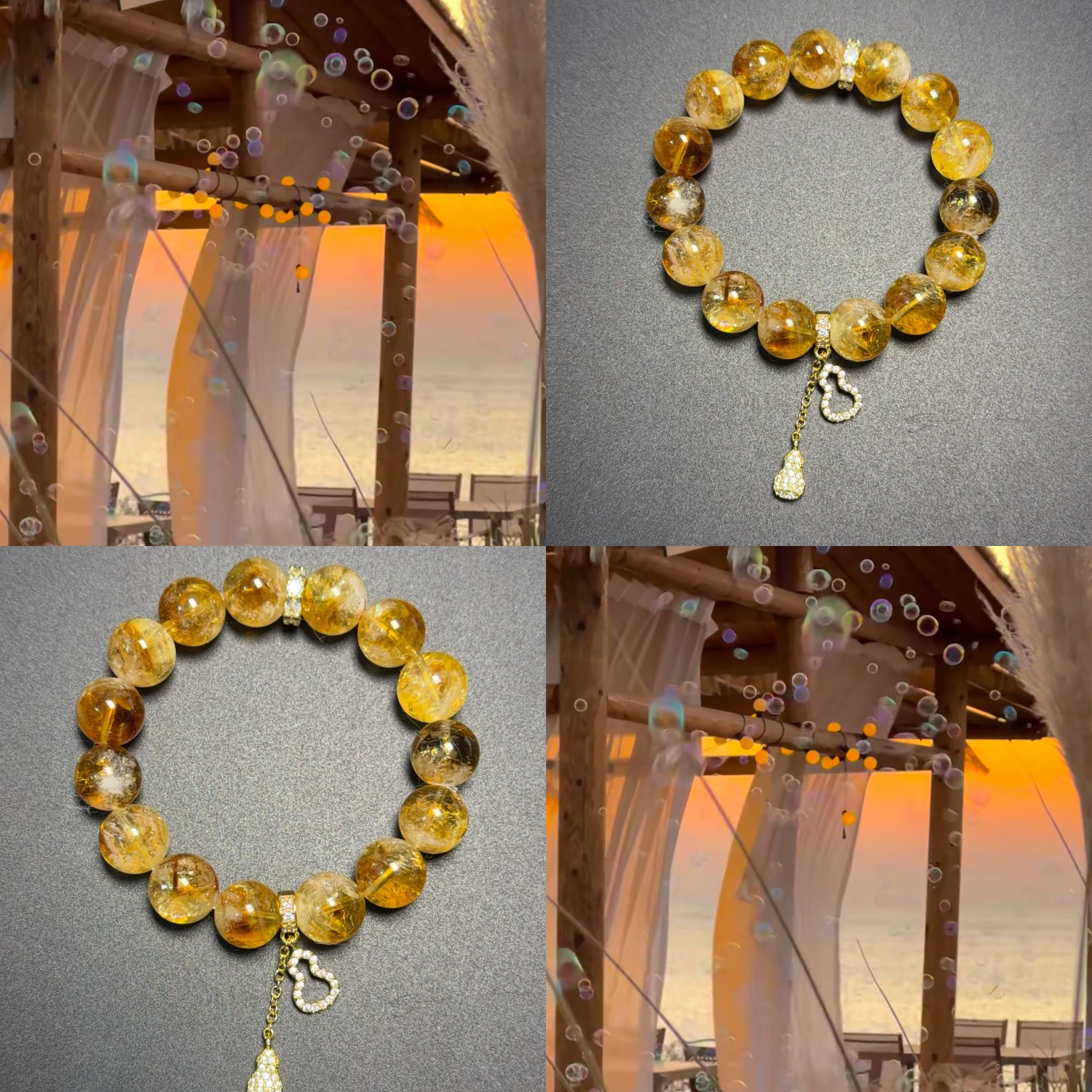 【金珠幻沙】AL妍宝黄塔晶满圈手串