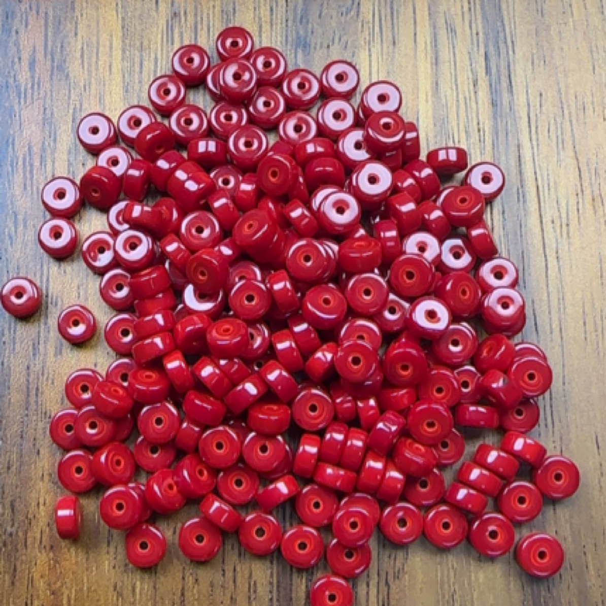 A05 文玩配饰雪巴琉璃柿子红隔片  卡6mm  一份10片