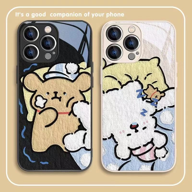 情侣手机壳任意机型苹果iPhone华为vivo小米OPPO新款可爱线条小狗