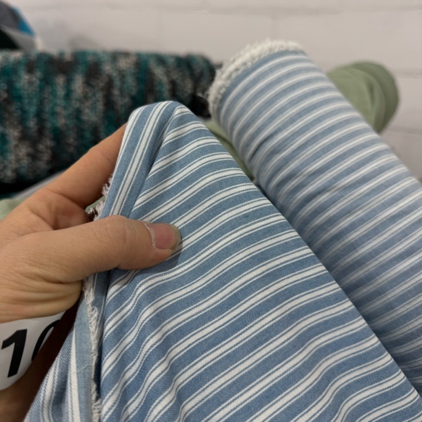 105 色织亚麻牛仔面料春夏秋款3米价