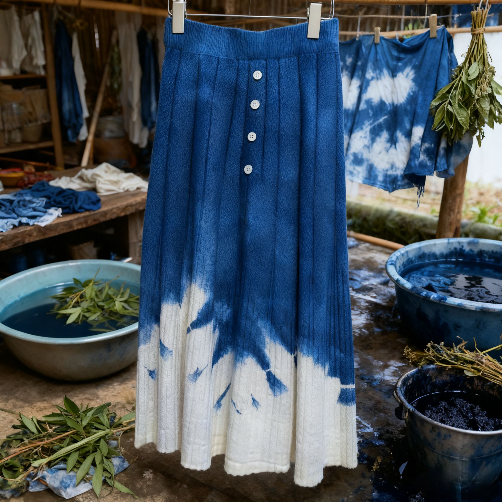 【草木染语】】扎染半身裙百褶裙仙女风民族风时尚套装