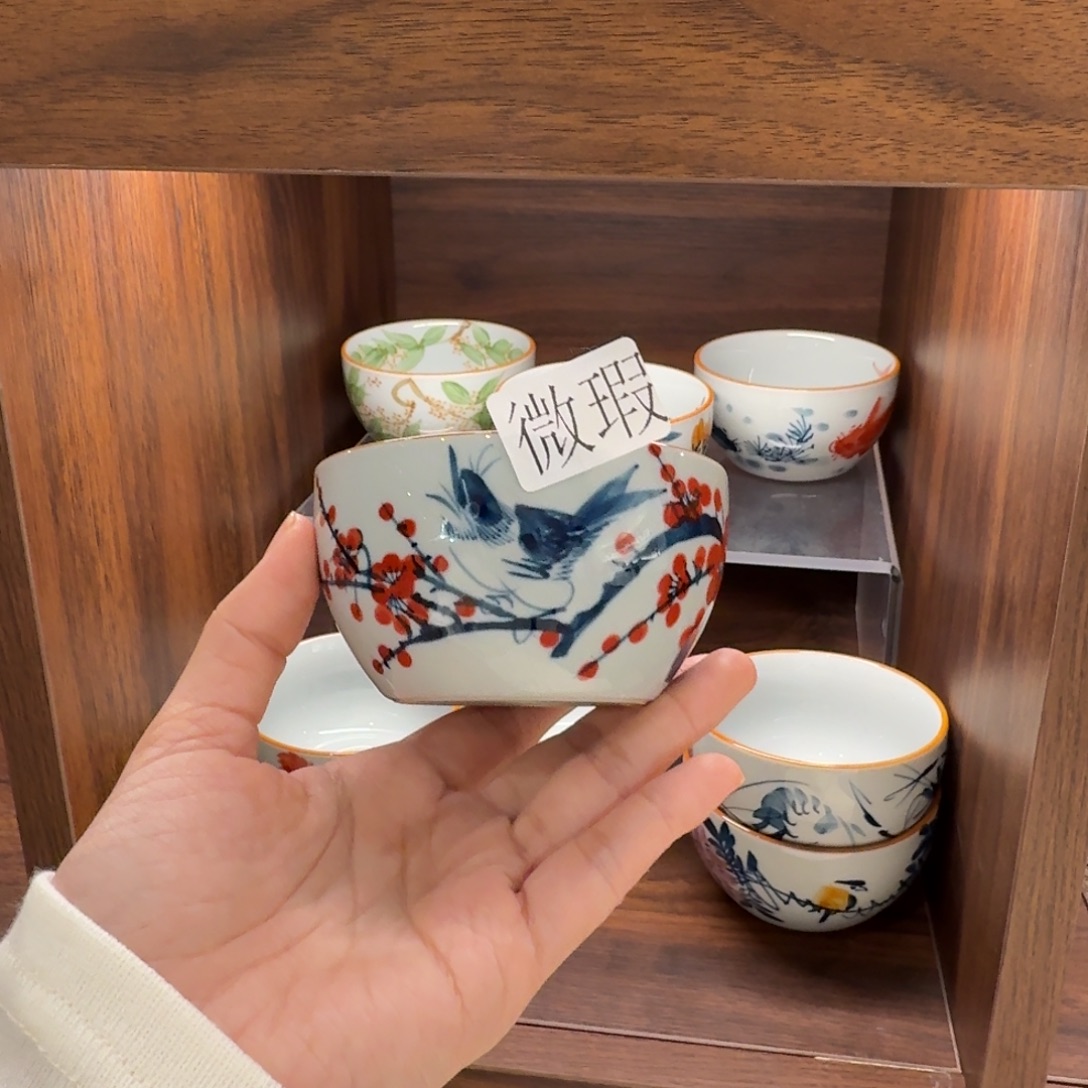 釉下手绘茶具微瑕