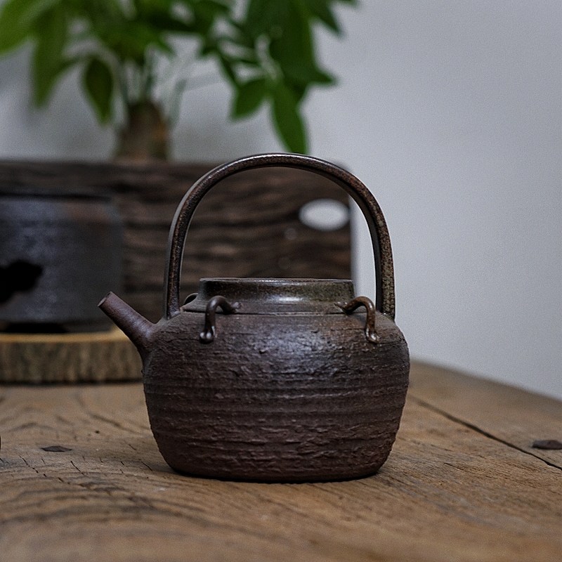 潮州纯手工柴烧复烧提梁砂铫壶煮水煮茶诧寂风